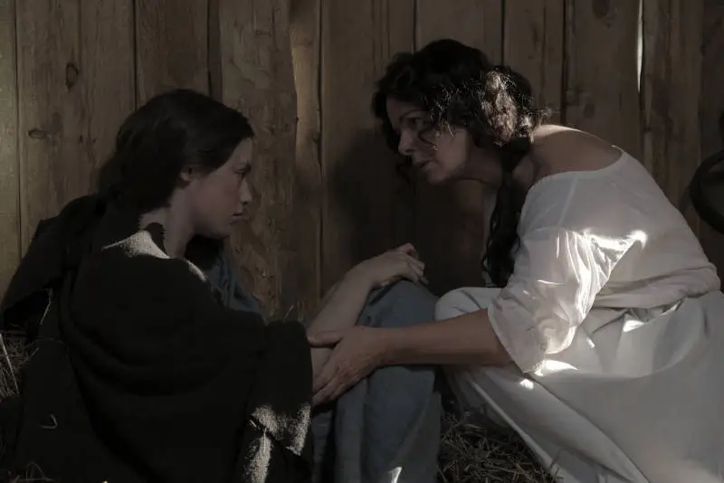 Mathilde (Marcia Gay Harden) finds Renardette in the barn. (National Geographic/Philippe Bosse)