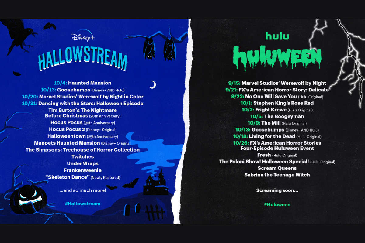 Hallowstream and Huluween 2023 Schedule for Disney+ and Hulu