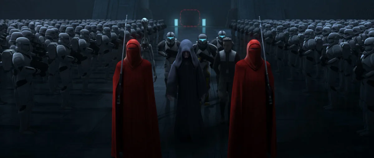 Emperor Palpatine in a scene from "STAR WARS: THE BAD BATCH", season 3 exclusively on Disney+. © 2024 Lucasfilm Ltd. & ™. All Rights Reserved.