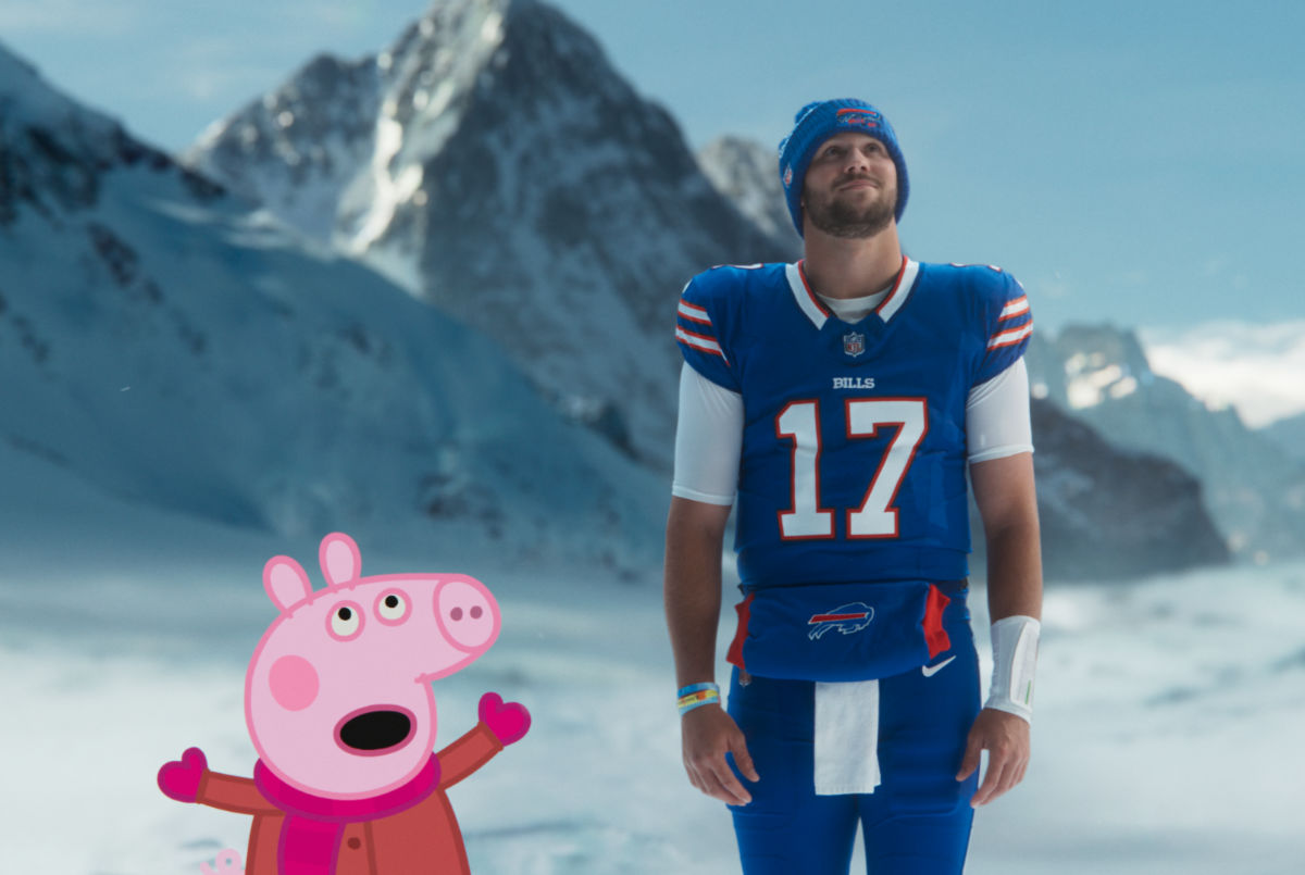 Josh Allen and Peppa Pig in a New Paramount+ NFL Ad
