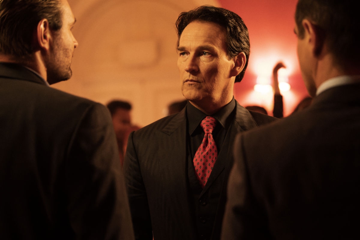(L-R) James McArdle as Gal Dove, Stephen Moyer as Teddy Bass and Emun Elliot as Don Logan.
