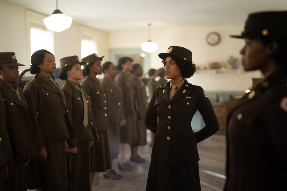Kerry Washington as Captain Charity Adams in Six Triple Eight. Netflix 2024