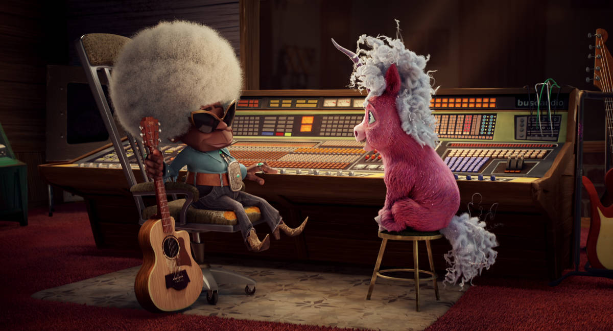 Peggy (voice by Maliaka Mitchell) and Thelma (voice by Brittany Howard) in Thelma The Unicorn. Cr. Courtesy of Netflix 2024.