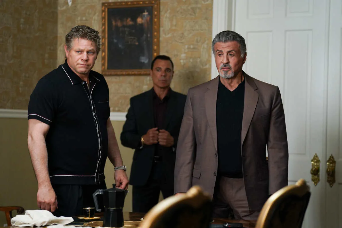 Domenick Lombardozzi as Charles “Chickie” Invernizzi and Sylvester Stallone as Dwight Manfredi.