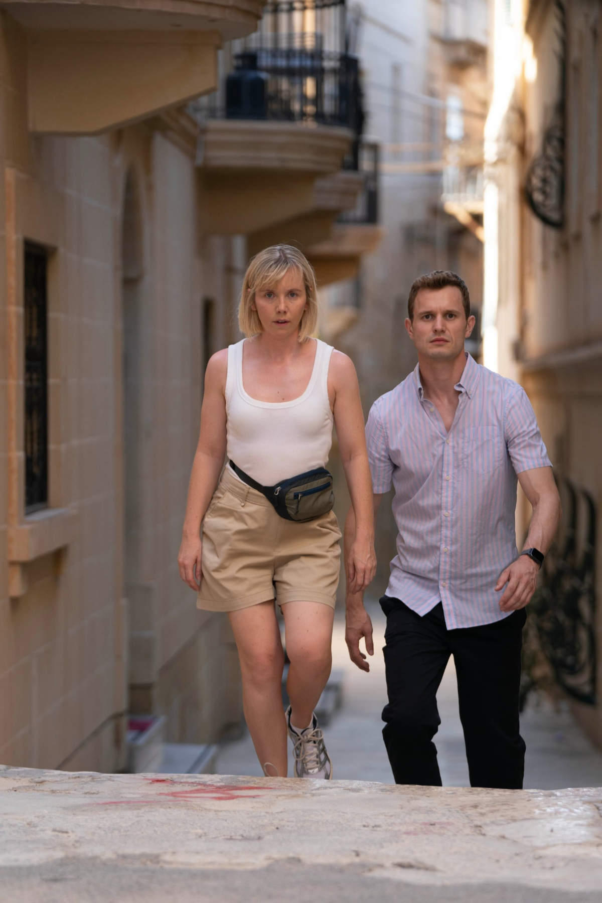 LAUREN LYLE as Karen Pirie and CHRIS JENKS as DC Jason Murray.