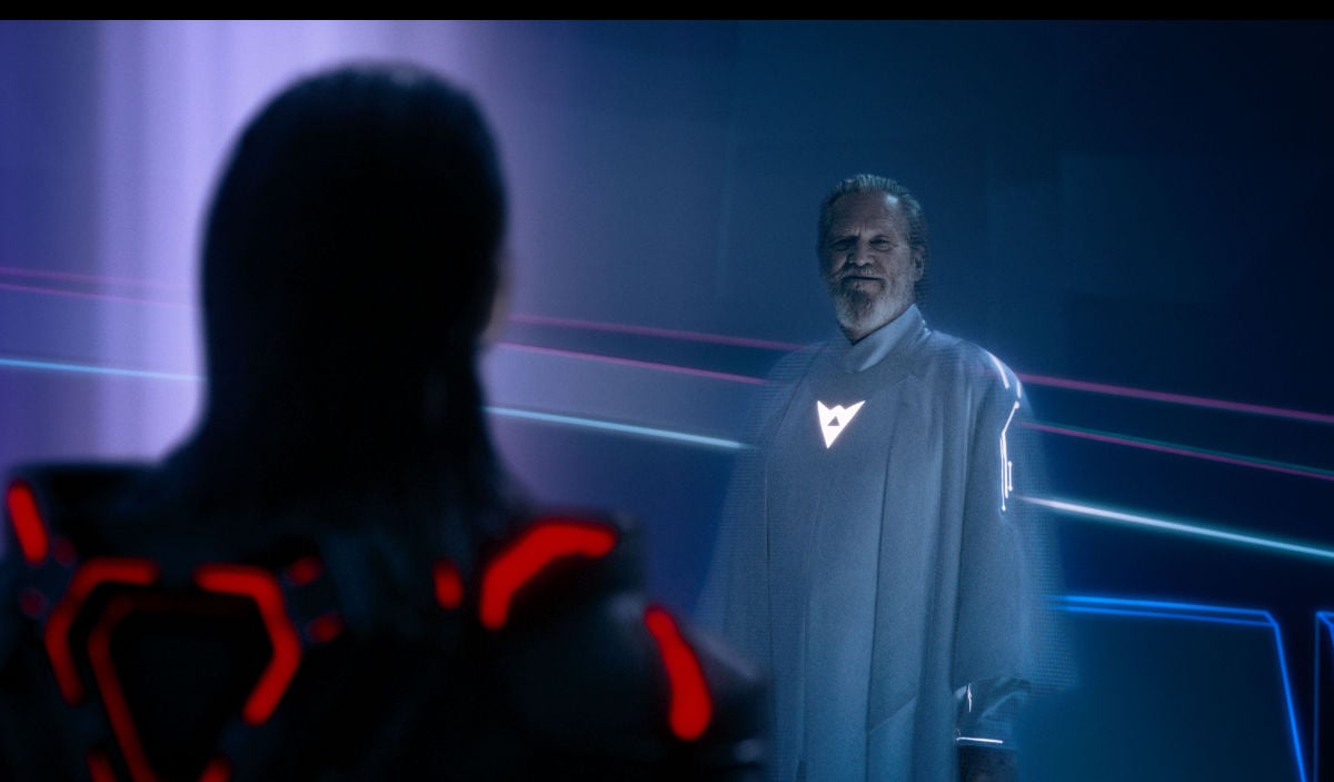 Jared Leto as Ares and Jeff Bridges as Flynn