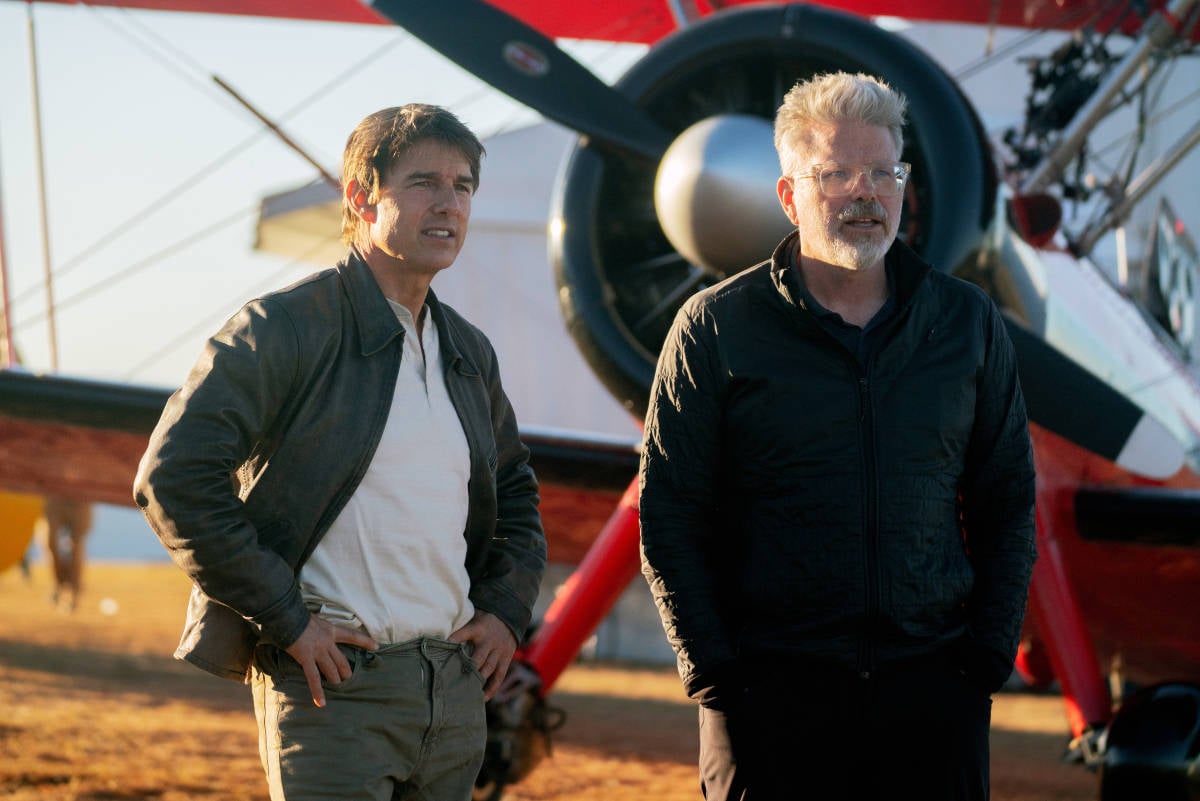 Tom Cruise and Christopher McQuarrie on the set of Mission: Impossible - The Final Reckoning