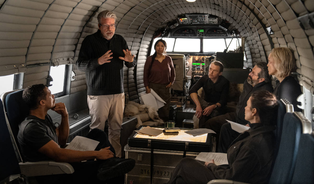 Greg Tarzan Davis, Christopher McQuarrie, Lucy Tulugarjuk, Simon Pegg, Rolf Saxon, Pom Klementieff and Hayley Atwell