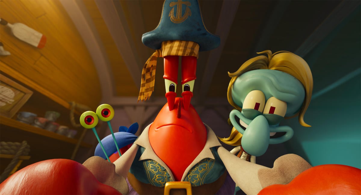 Gary (Tom Kenny), Mr. Krabs (Clancy Brown) and Squidward (Rodger Bumpass)