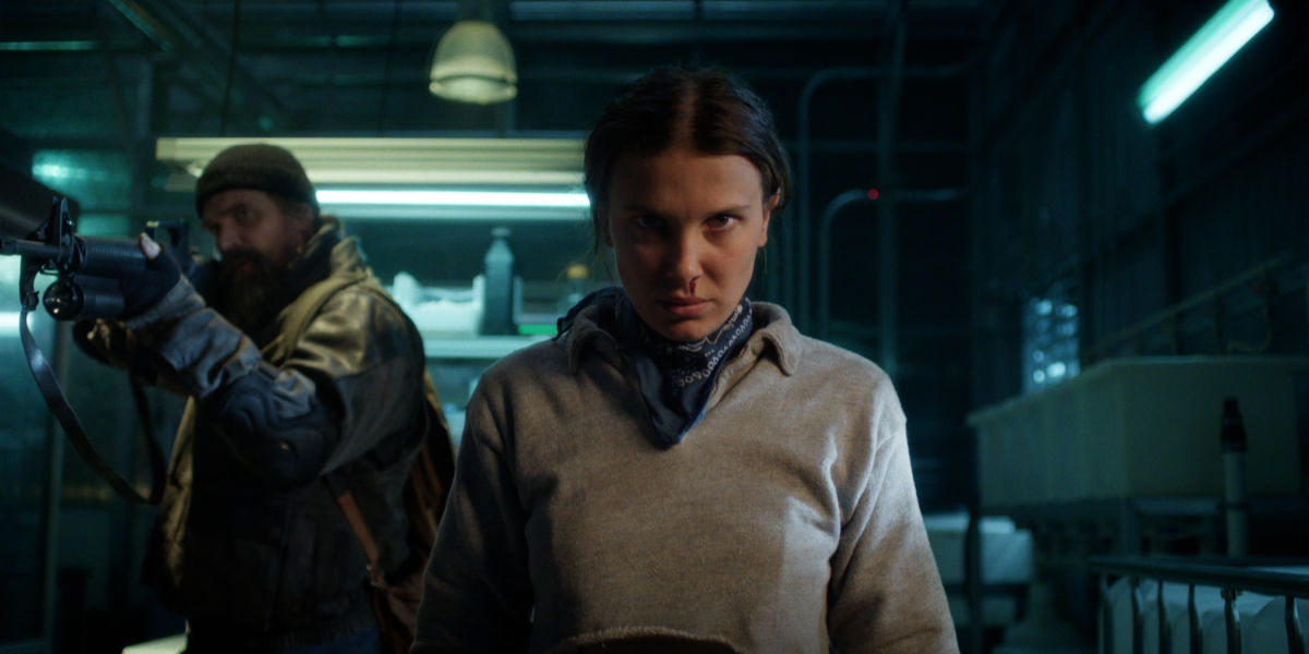 David Harbour as Jim Hopper and Millie Bobby Brown as Eleven.