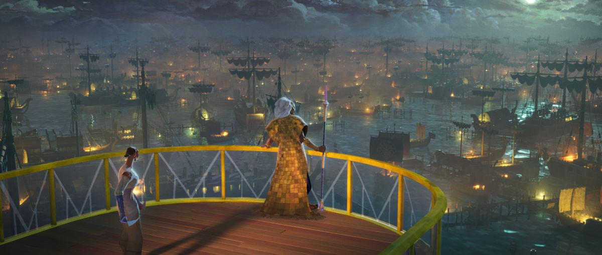 Noni (Winnie Harlow) prepares to face The Lion (Cress Williams) as he explains how he built his city of ships