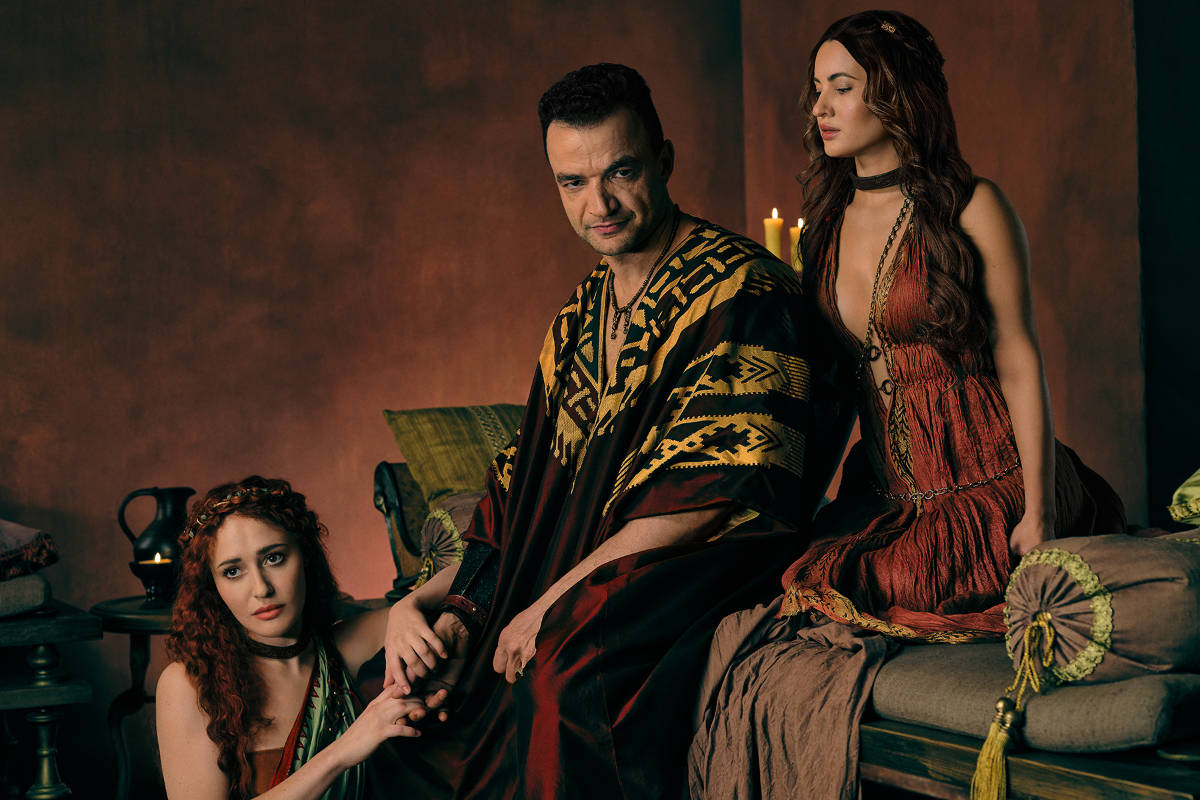 Jamaica Vaughan (“Hilara”), Nick E. Tarabay (“Ashur”) and Ivana Baquero (“Messia”)