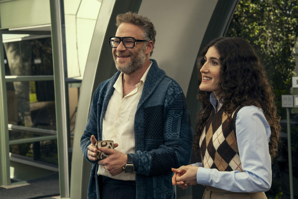 Seth Rogen as Rabbi Neil, Kate Berlant as Cami in Nobody Wants This Season 2