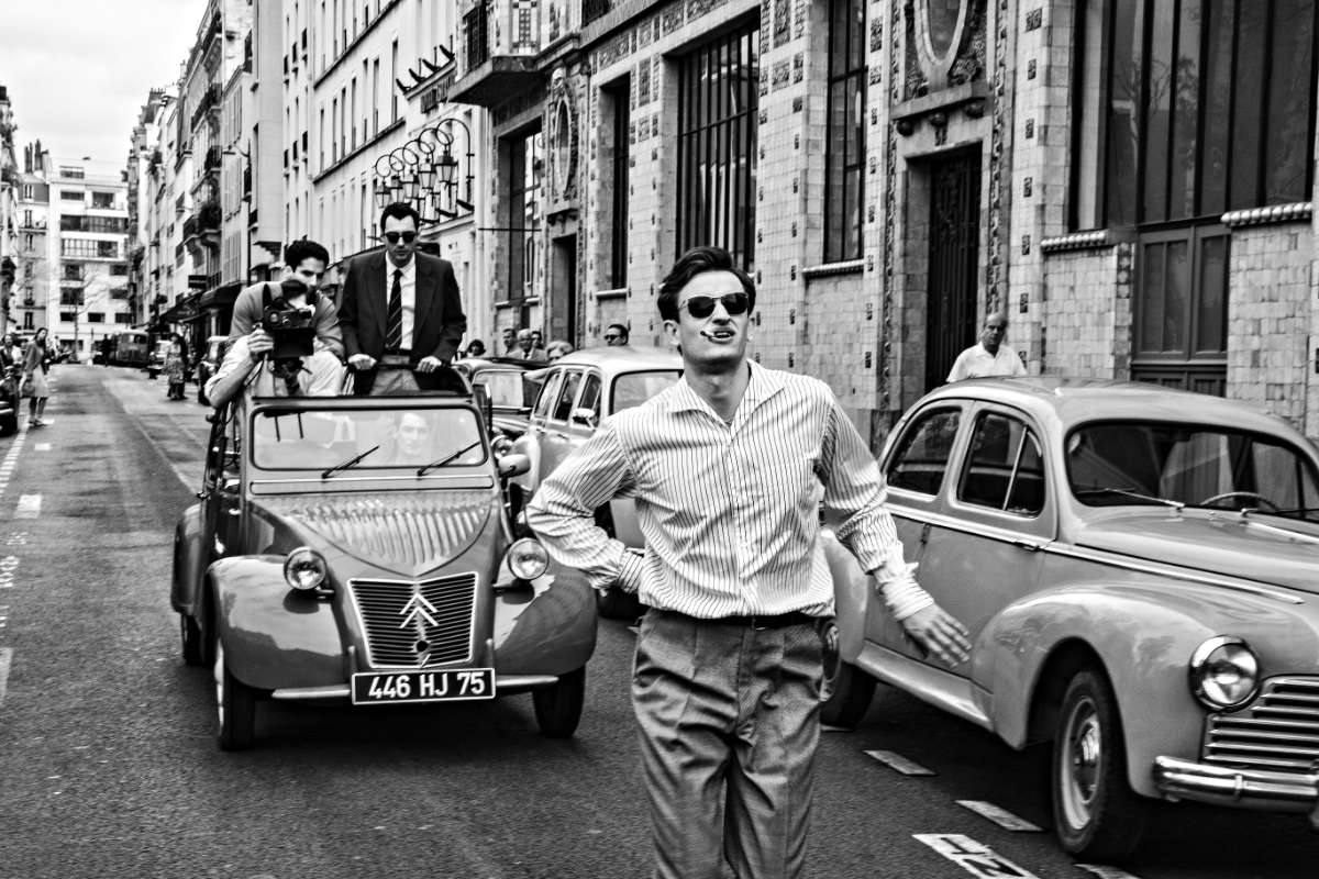 Matthieu Penchinat as Raoul Coutard, Guillaume Marbeck as Jean Luc Godard and Aubry Dullin as Jean-paul Belmondo