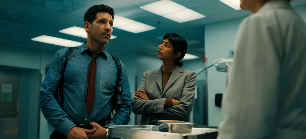 Jon Bernthal as Detective Jack Harper and Sunita Mani as Priya
