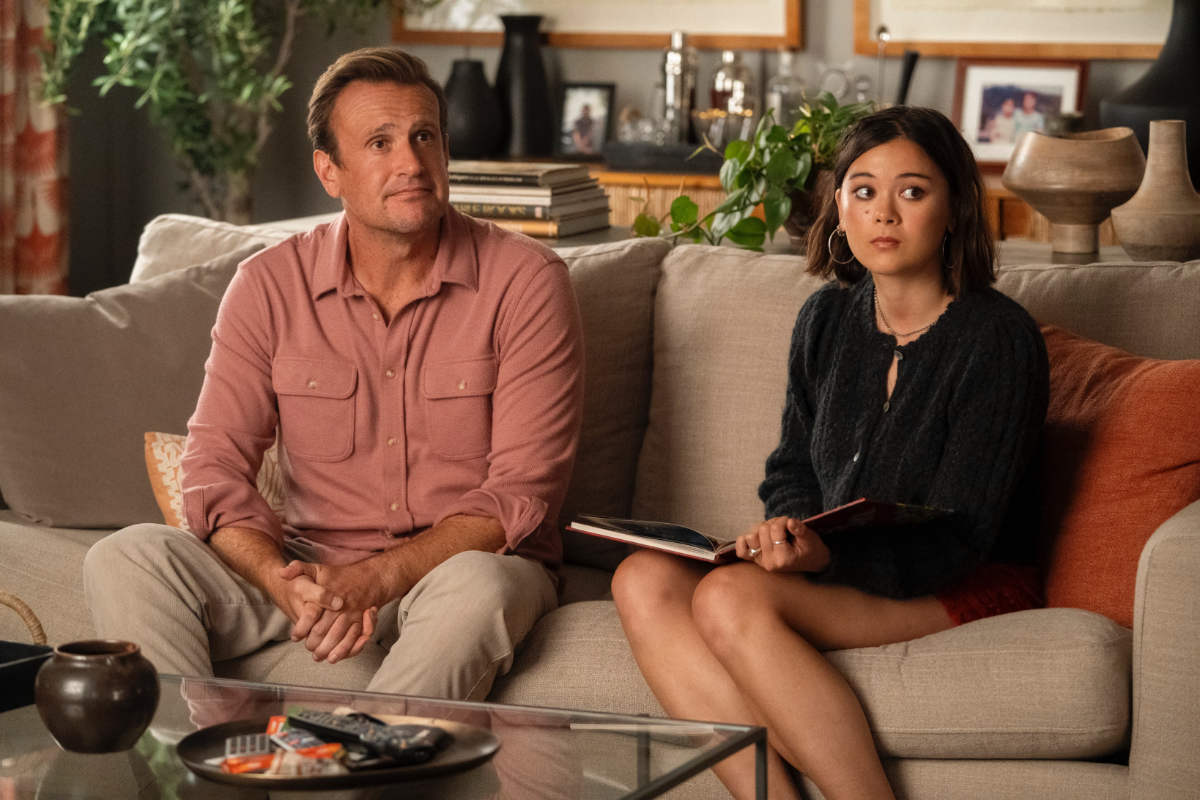 Jason Segel and Lukita Maxwell in Shrinking