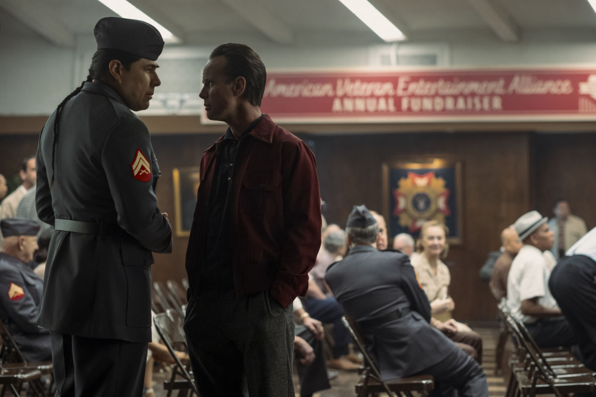 Dallas Goldtooth (Charles Whiteknife) and Walton Goggins (Cooper Howard)