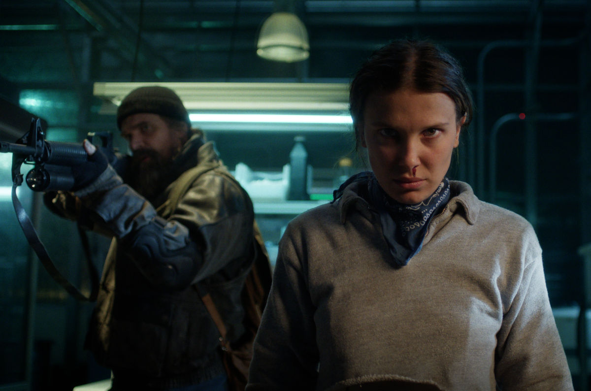 David Harbour as Jim Hopper and Millie Bobby Brown as Eleven