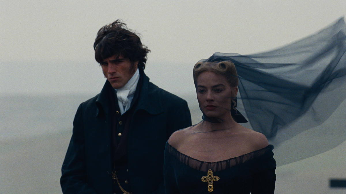 Margot Robbie as Cathy and Jacob Elordi as Heathcliff
