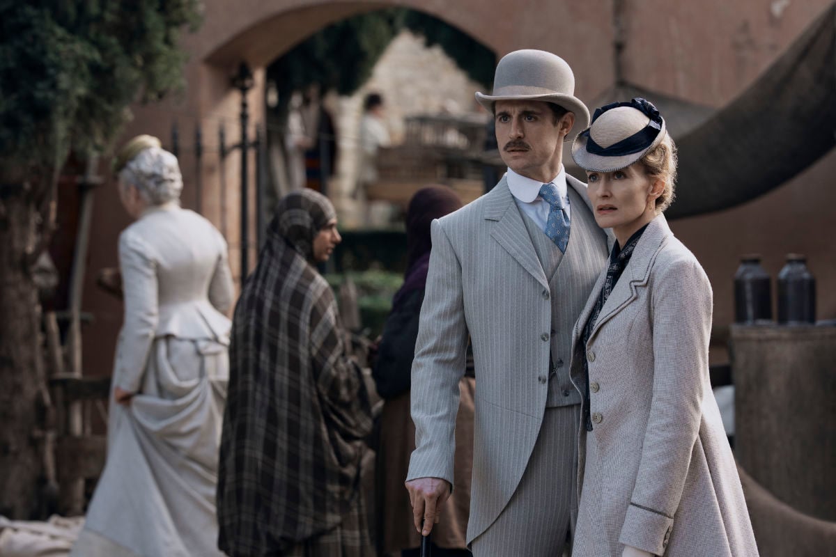 Max Irons and Natascha McElhone in Young Sherlock