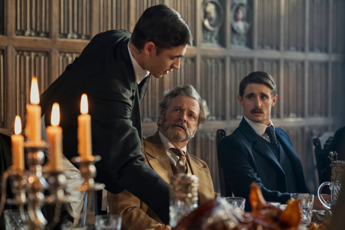 Hero Fiennes Tiffin, Donal Finn, and Colin Firth