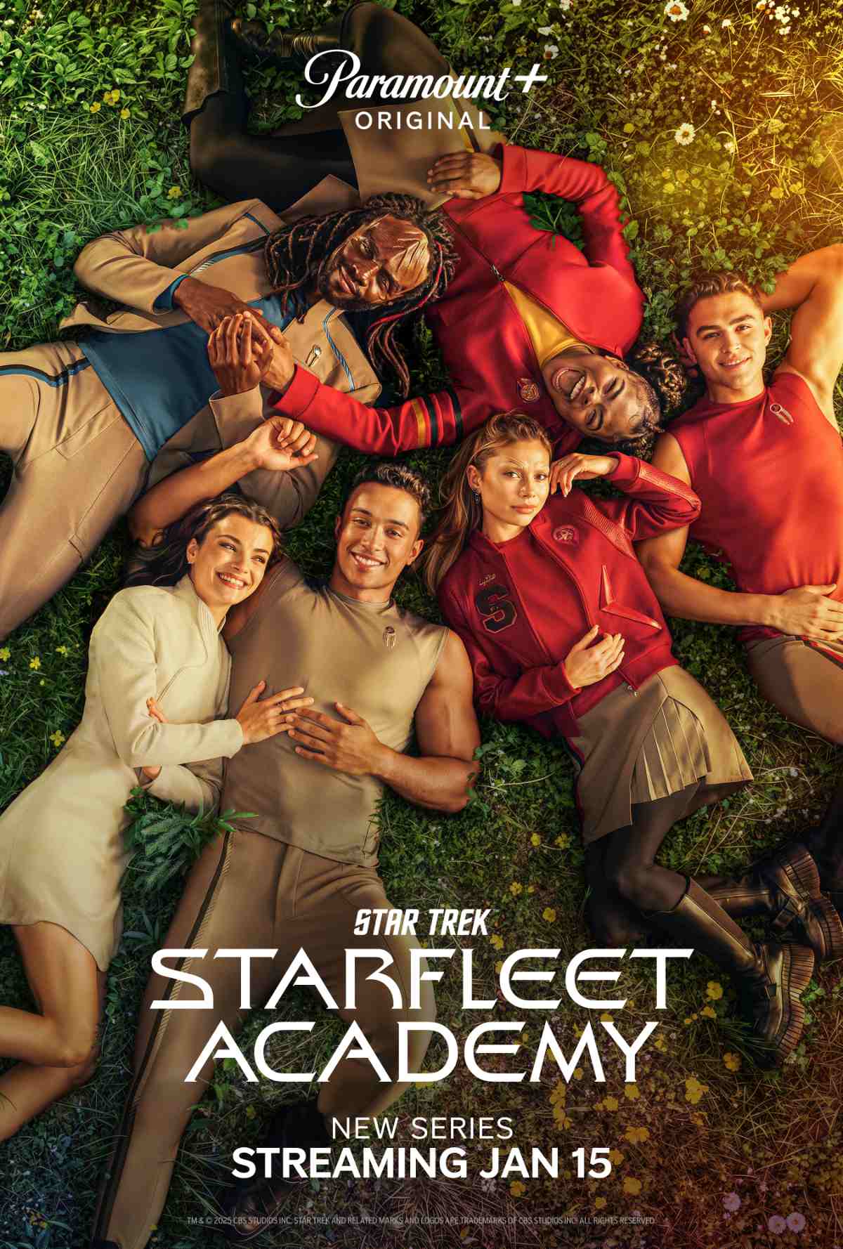Zoe Steiner as Tarima, Sandro Rosta as Caleb, Bella Shepard as Genesis, George Hawkins as Daren, Kerrice Brooks as Sam and Karim Diane as Jay-Den in Star Trek: Starfleet Academy