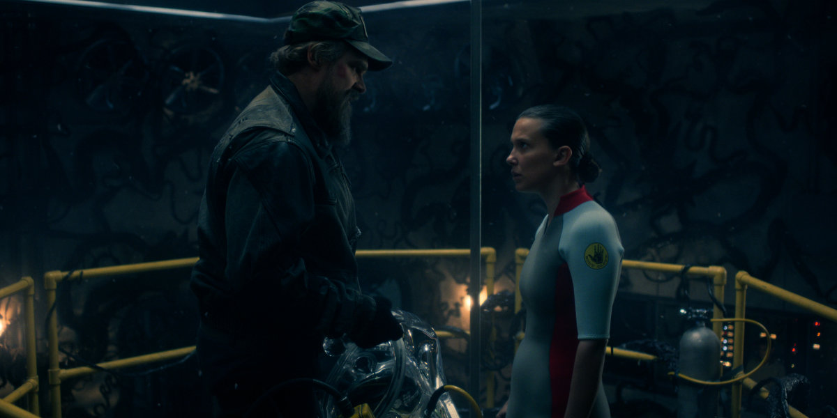 David Harbour as Jim Hopper and Millie Bobby Brown as Eleven