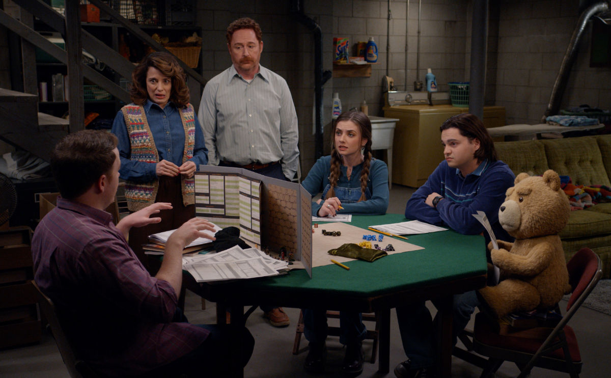 Alanna Ubach as Susan, Scott Grimes as Matty, Giorgia Whigham as Blaire, Max Burkholder as John, Seth MacFarlane as voice
