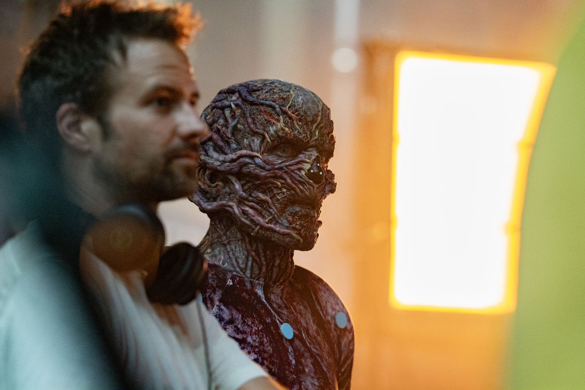 Director/Writer/Producer Ross Duffer and Jamie Campbell Bower as Vecna
