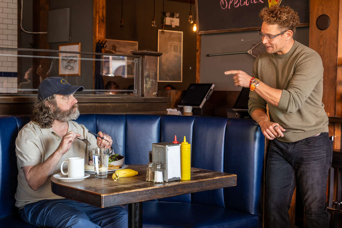 Billy Magnussen and Zach Galifianakis in The Audacity