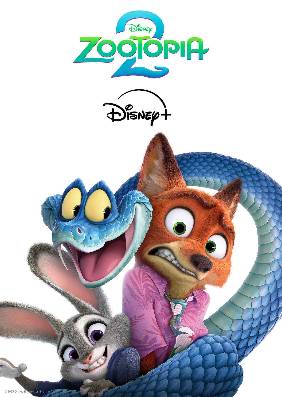 Judy Hopps (voiced by Ginnifer Goodwin), Nick Wilde (voiced by Jason Bateman), and Gary De’Snake (voiced by Academy Award winner Ke Huy Quan)