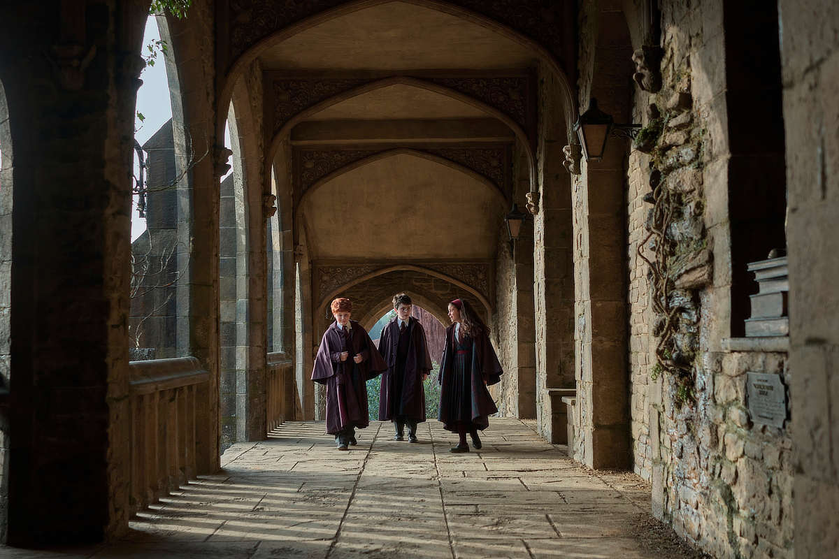 Dominic McLaughlin as Harry Potter, Arabella Stanton as Hermione Granger, Alastair Stout as Ron Weasley