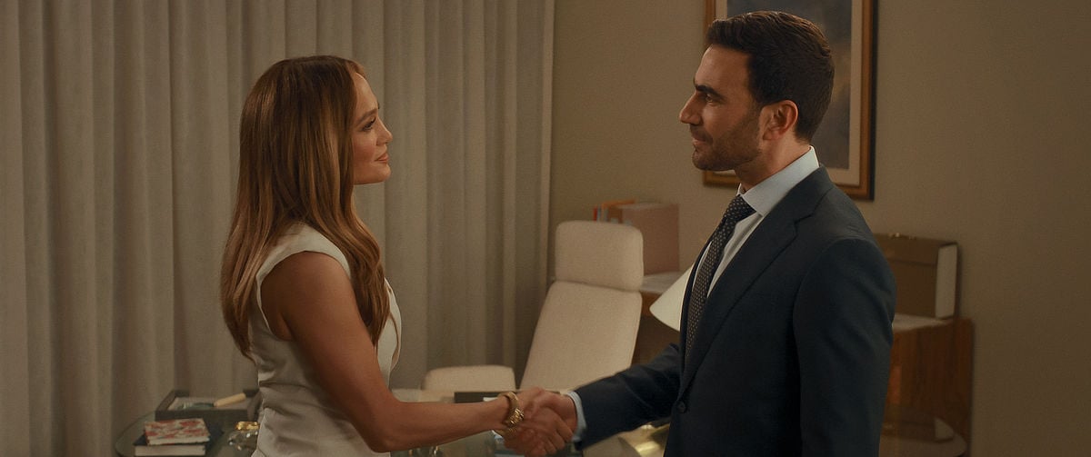 Jennifer Lopez as Jackie Cruz and Brett Goldstein as Daniel Blanchflower