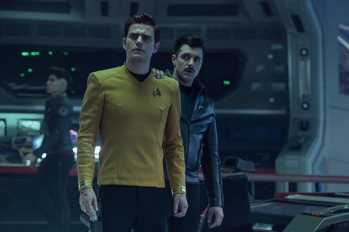 James T. Kirk and Dan Jeannotte as Sam Kirk in season 4, episode 2, of Star Trek: Strange New Worlds