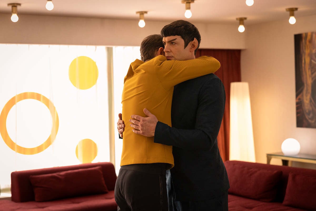 James T. Kirk and Ethan Peck as Spock