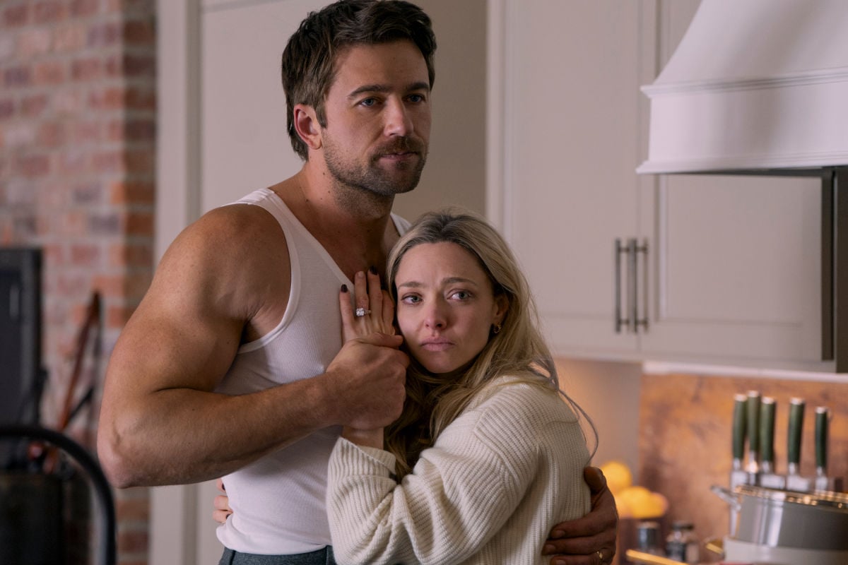 Amanda Seyfried as Nina Winchester and Brandon Sklenar as Andrew Winchester