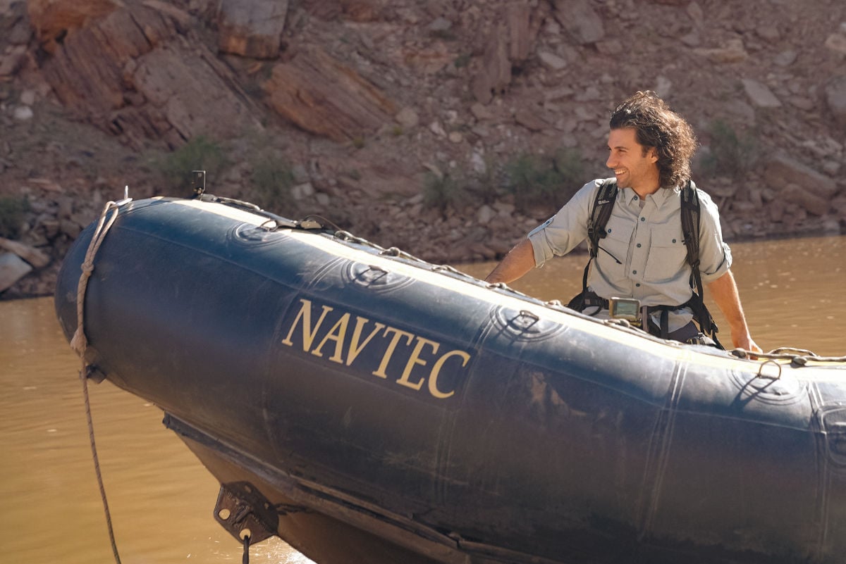 Noah James in a navtec boat