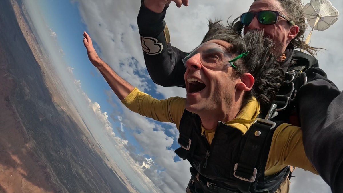 Luke Demean skydiving