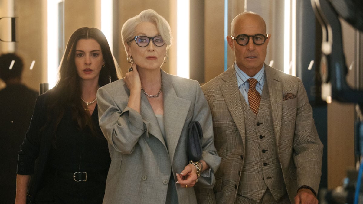 Meryl Streep, Anne Hathaway, and Stanley Tucci