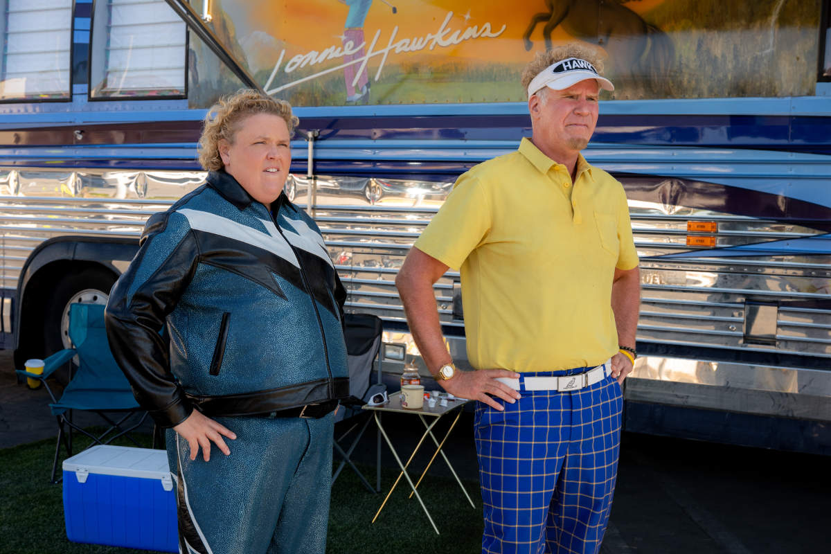 Fortune Feimster as Samantha and Will Ferrell as Lonnie in The Hawk
