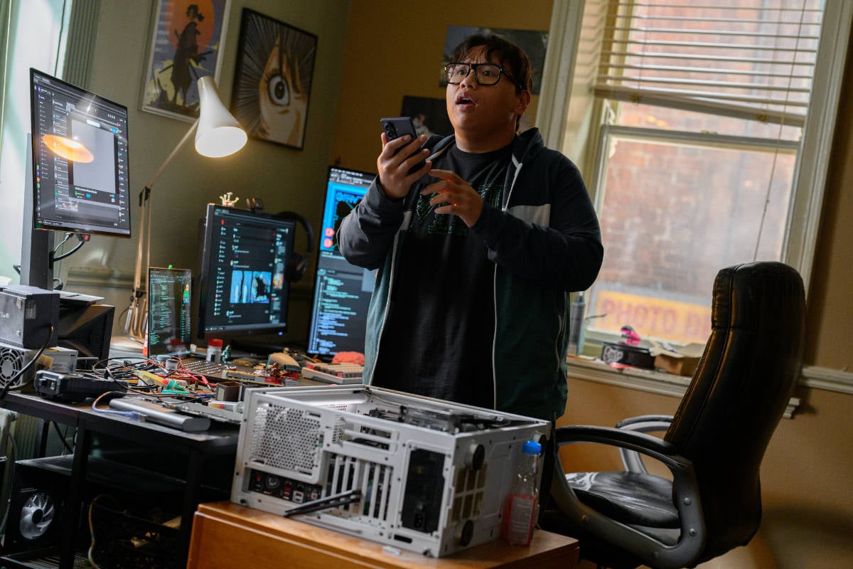 Ned (Jacob Batalon) works on his Spidey Tracker