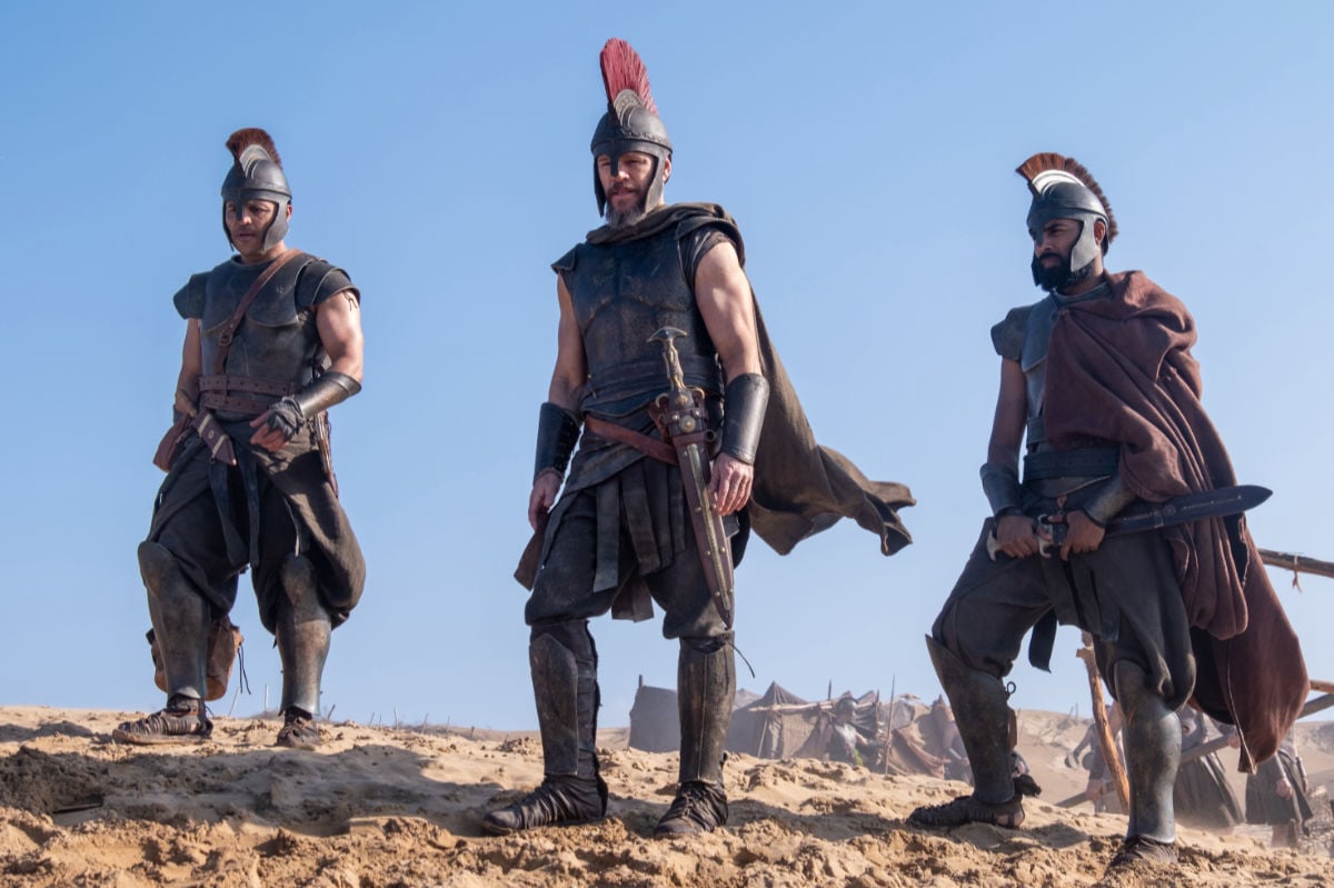 Jimmy Gonzales is Cepheus, Matt Damon is Odysseus and Himesh Patel is Eurylochus
