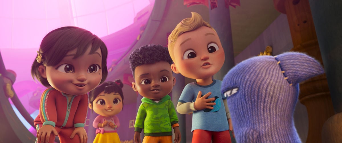 Nina (Olivia Leyva), CeCe (Aerina DeBoer), Cody (Camden Brooks), JJ (Connor Esterson) and Lefty (Rhys Darby)