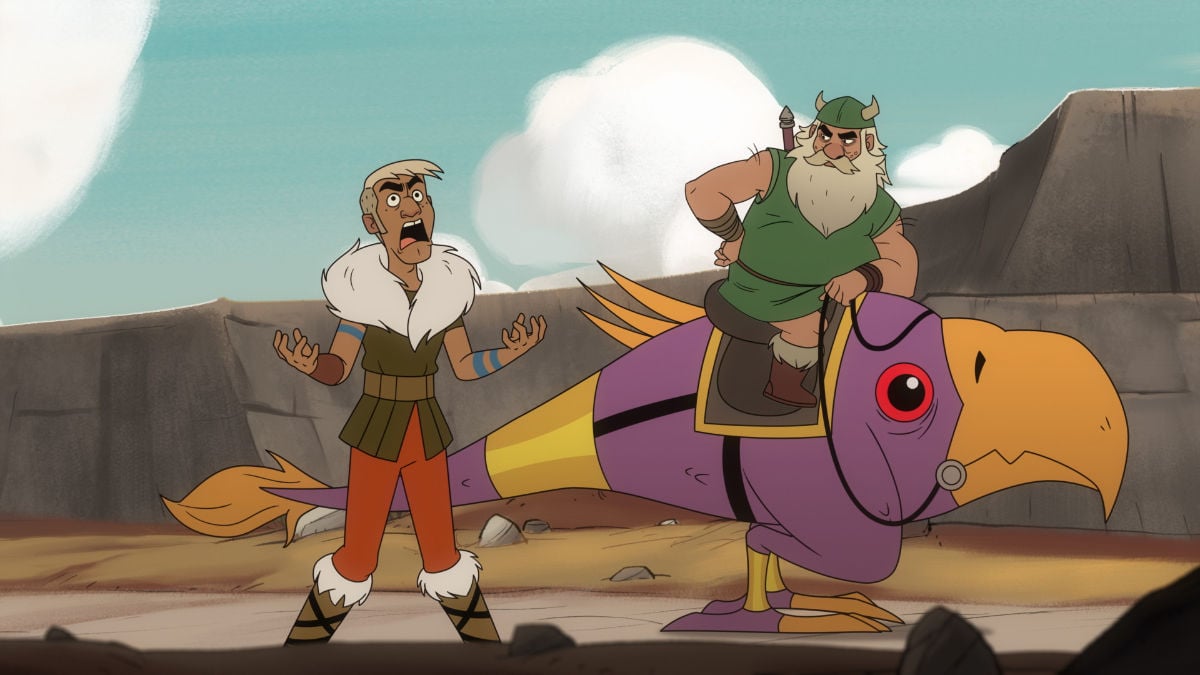 Danny Pudi voices Hampton Squib and Matthew Rhys voices Gilius Thunderhead
