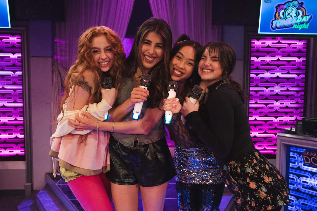 Alyssa Miles as Emmy, Daniella Monet as Trina Vega, Emmy Liu-Wang as Pepper, and Erika Swayze as Jen Z in Hollywood Arts