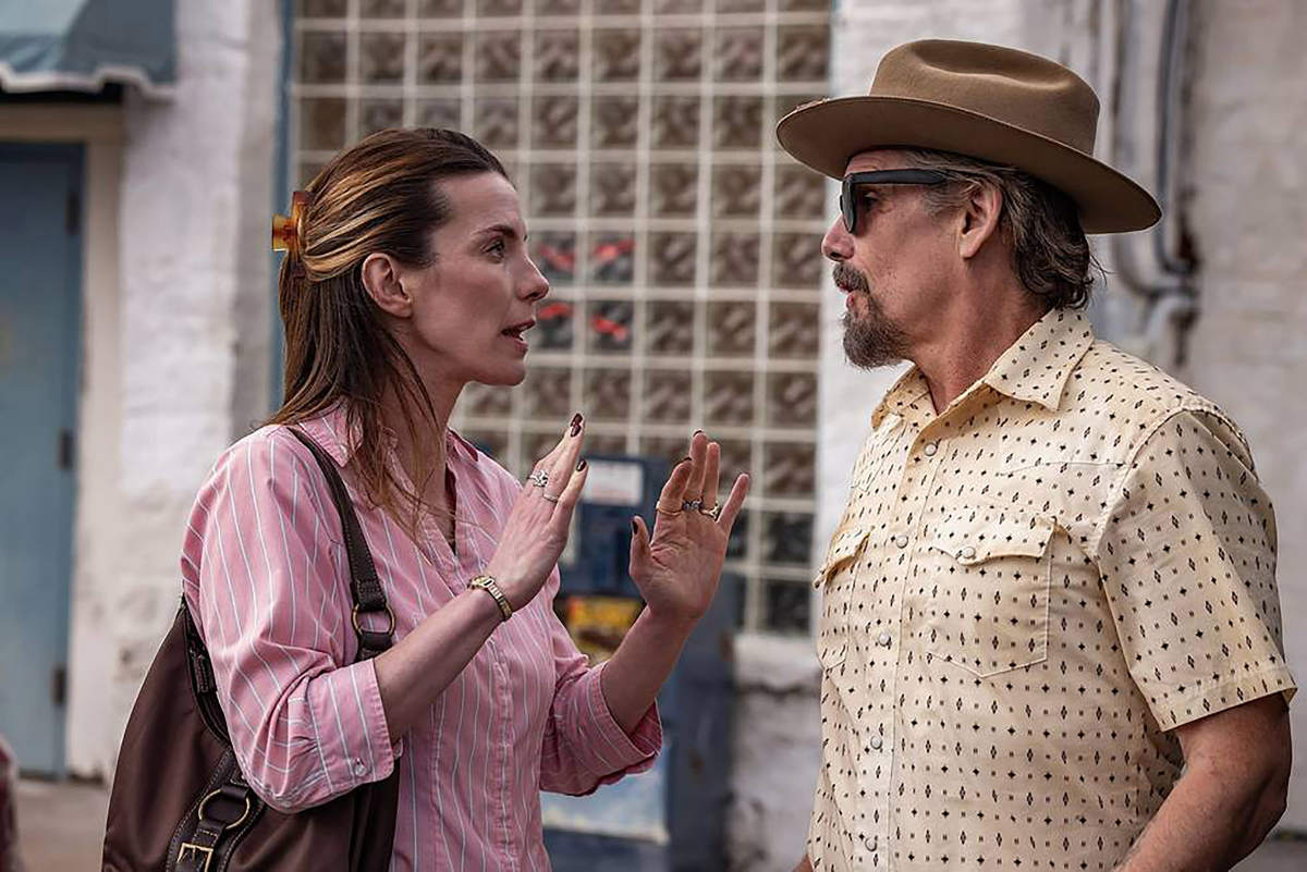 Betty Gilpin and Ethan Hawke in FX's the Lowdown Season Two