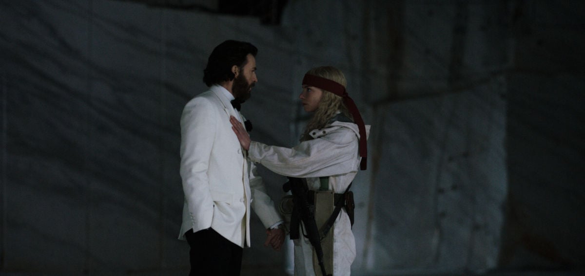 Chris Evans as Mike Tyler and Anya Taylor-Joy as Joan