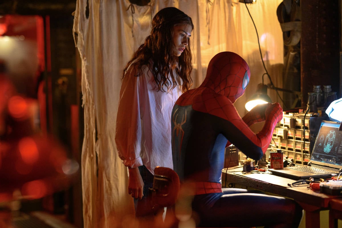 MJ (Zendaya) watches Spider-Man
