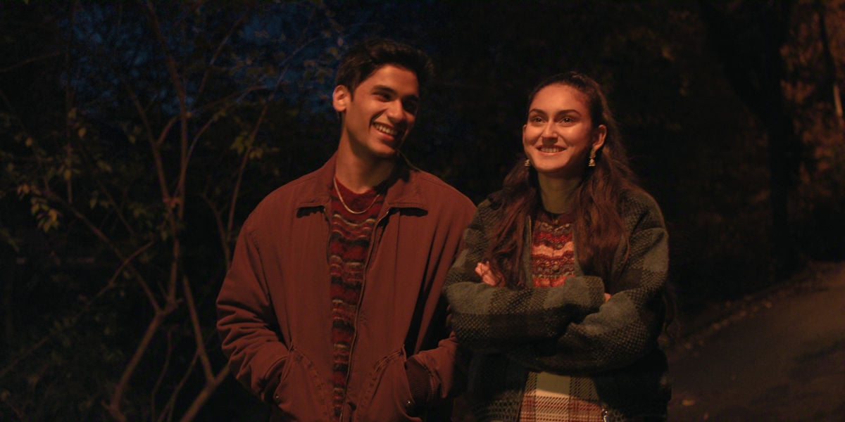 Ari Roy as Kaushik and Iyla Sundarsingh McKaig as Hema