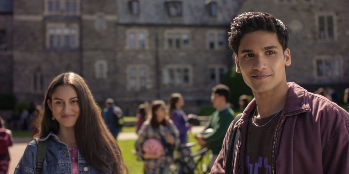 Iyla Sundarsingh McKaig as Hema and Ari Roy as Kaushik